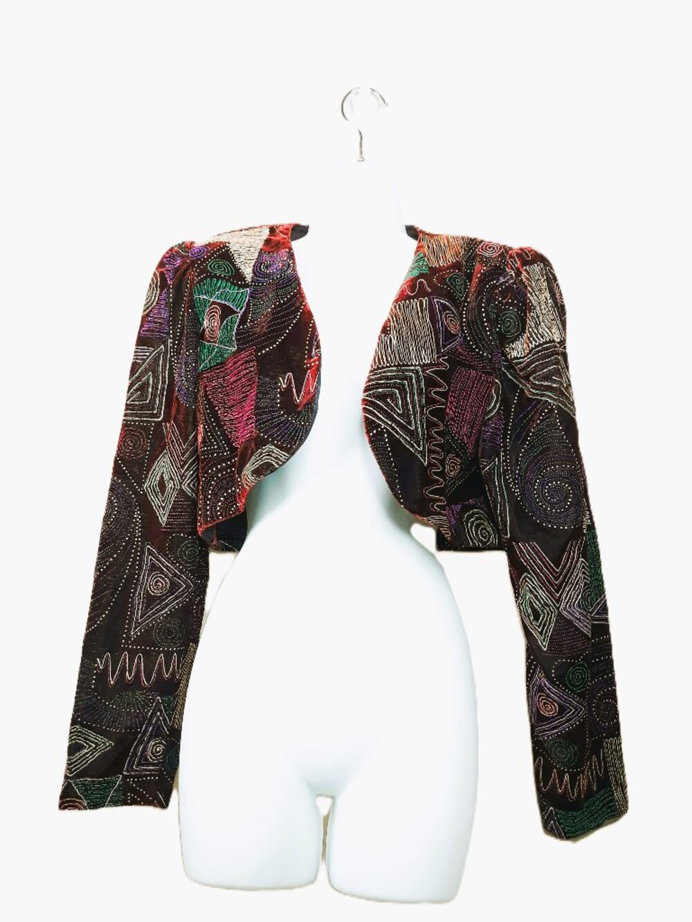 Vintage Velvet Bolero Jacket Metallic Embroidered Embellished Party Western